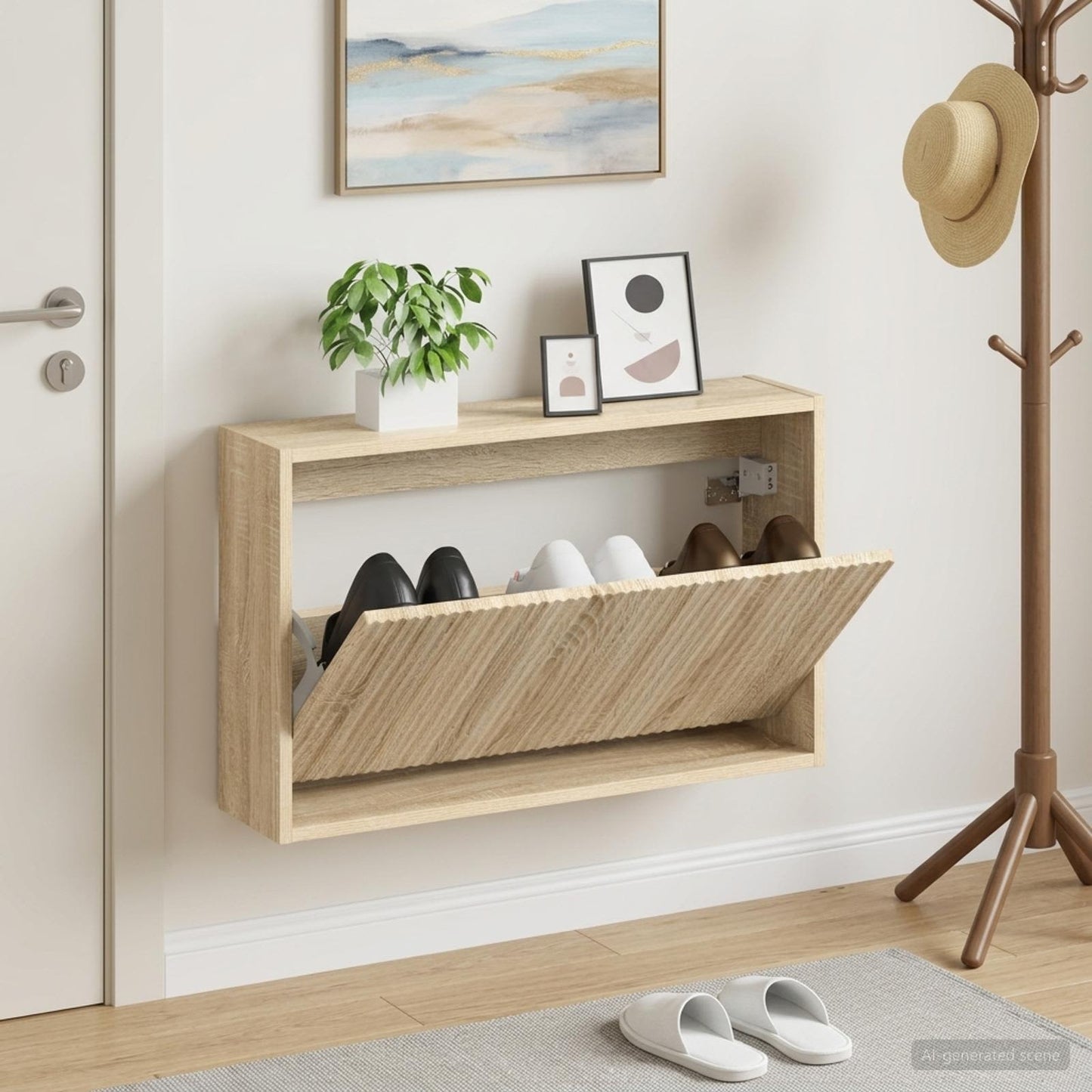 Wandmontierter Schuhschrank ARNHEM 71 x 17 x 43 cm Sonoma-Eiche