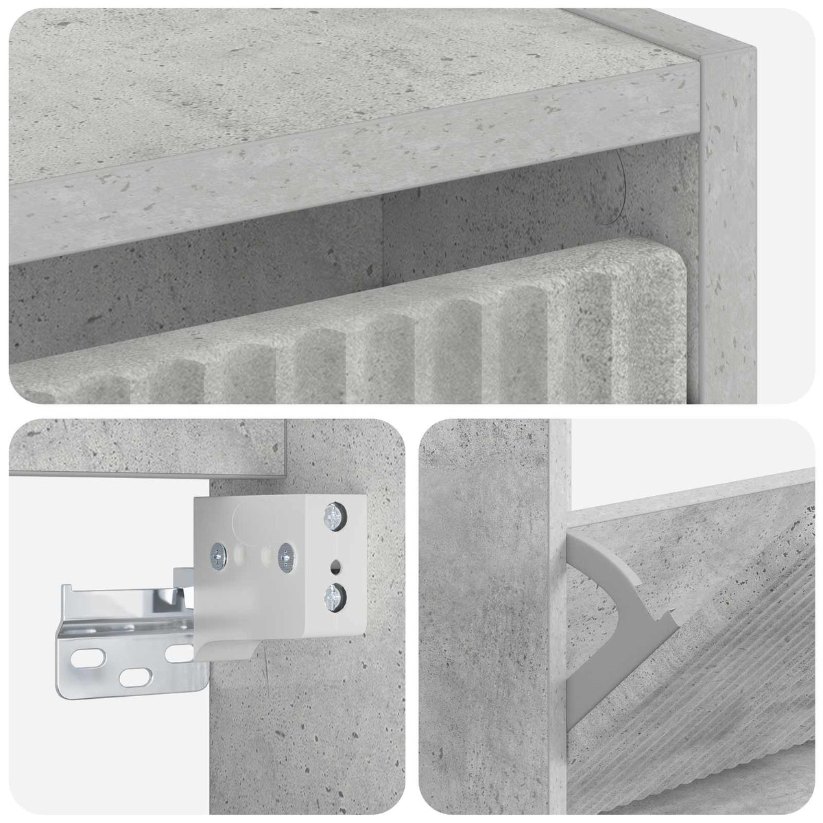 Wandmontierter Schuhschrank ARNHEM 71 x 17 x 43 cm Betongrau