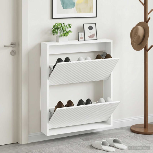 Wandmontierter Schuhschrank ARNHEM 71 x 17 x 86 cm Weiß
