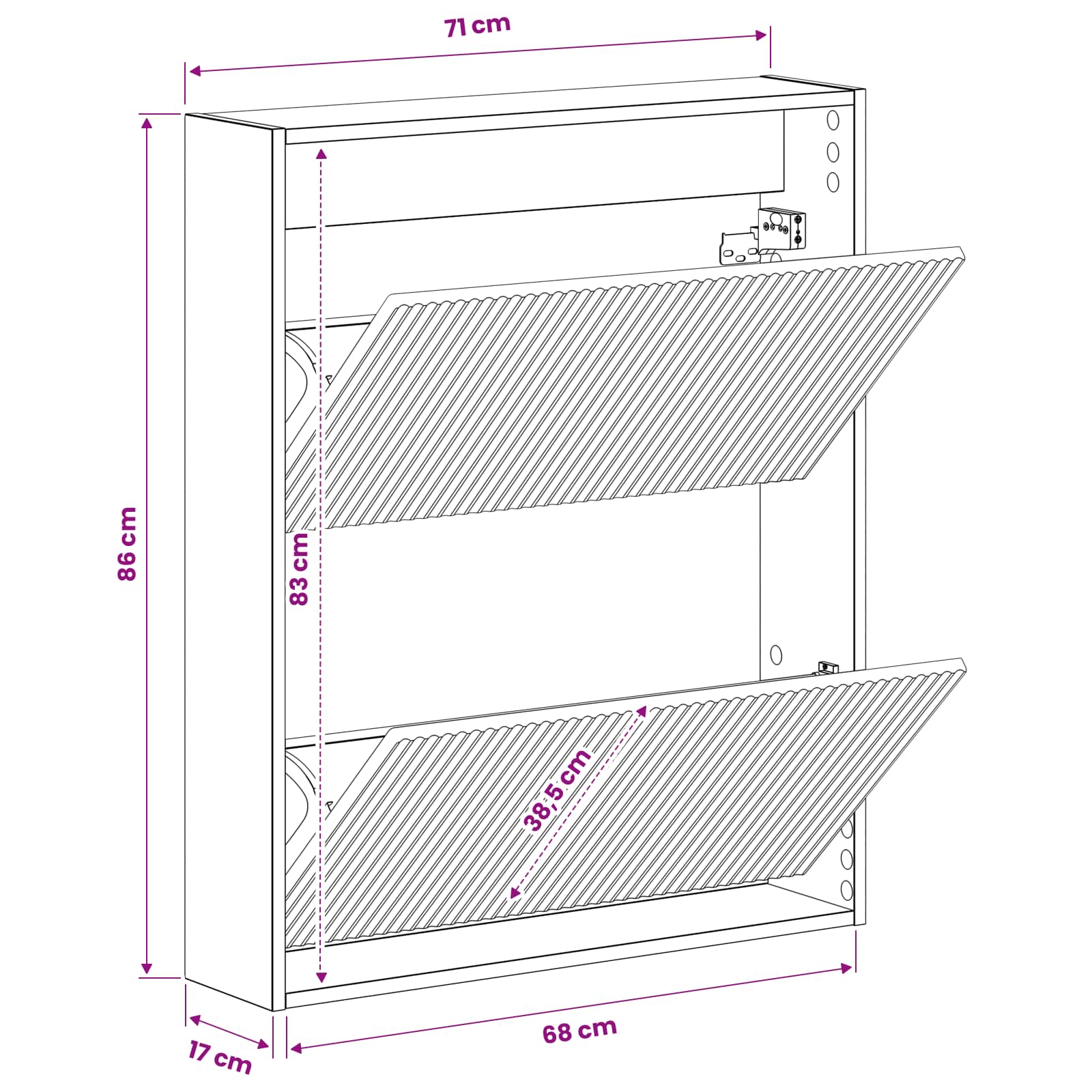 Wandmontierter Schuhschrank ARNHEM 71 x 17 x 86 cm Weiß