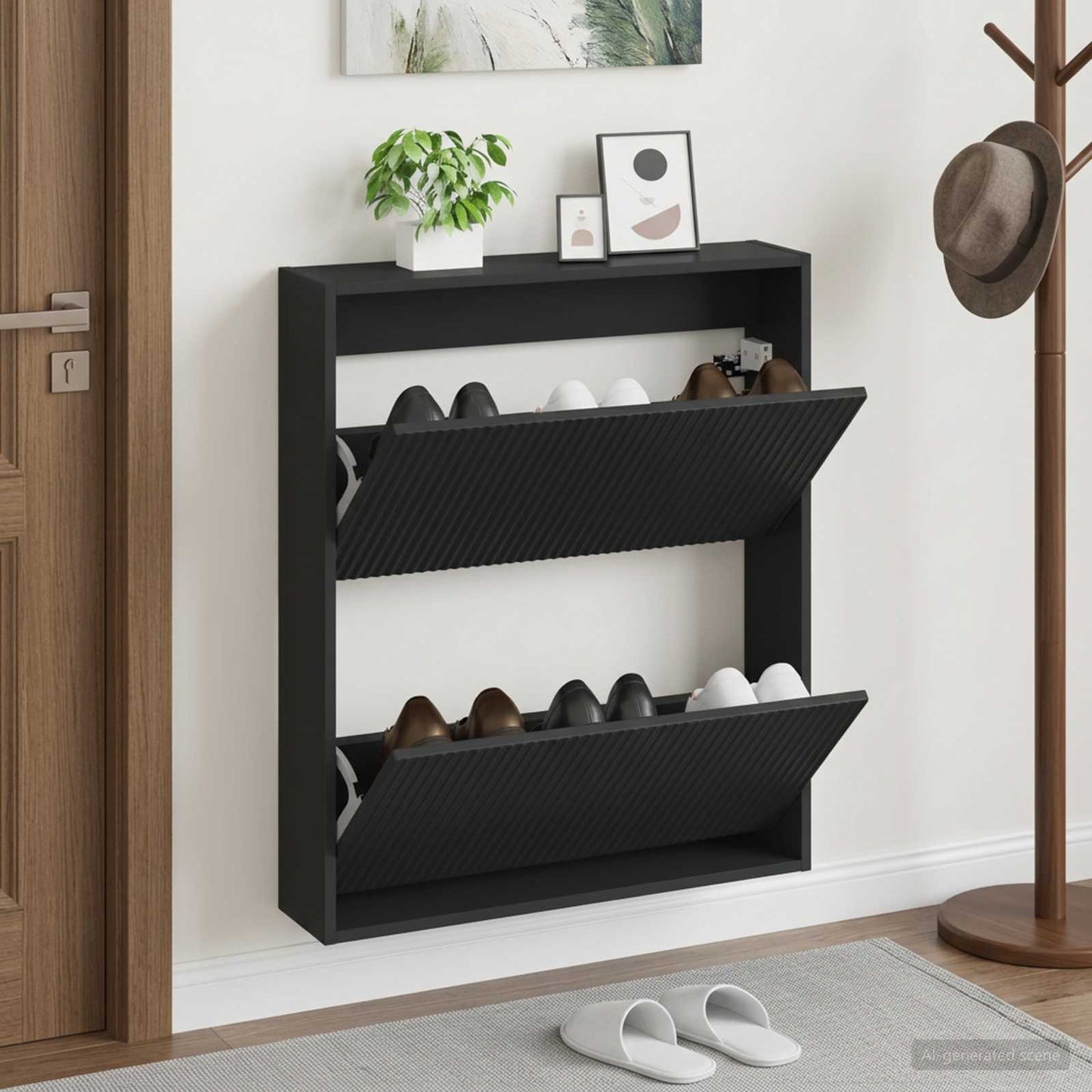 Wandmontierter Schuhschrank ARNHEM 71 x 17 x 86 cm Schwarz