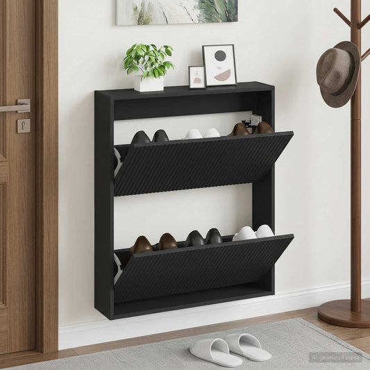 Wandmontierter Schuhschrank ARNHEM 71 x 17 x 86 cm Schwarz