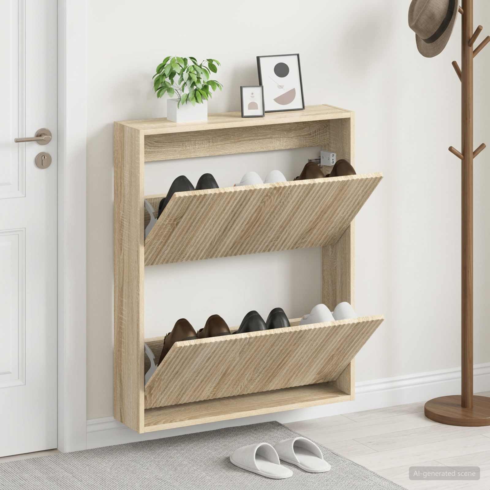 Wandmontierter Schuhschrank ARNHEM 71 x 17 x 86 cm Sonoma-Eiche