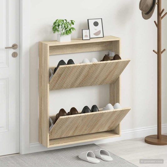 Wandmontierter Schuhschrank ARNHEM 71 x 17 x 86 cm Sonoma-Eiche