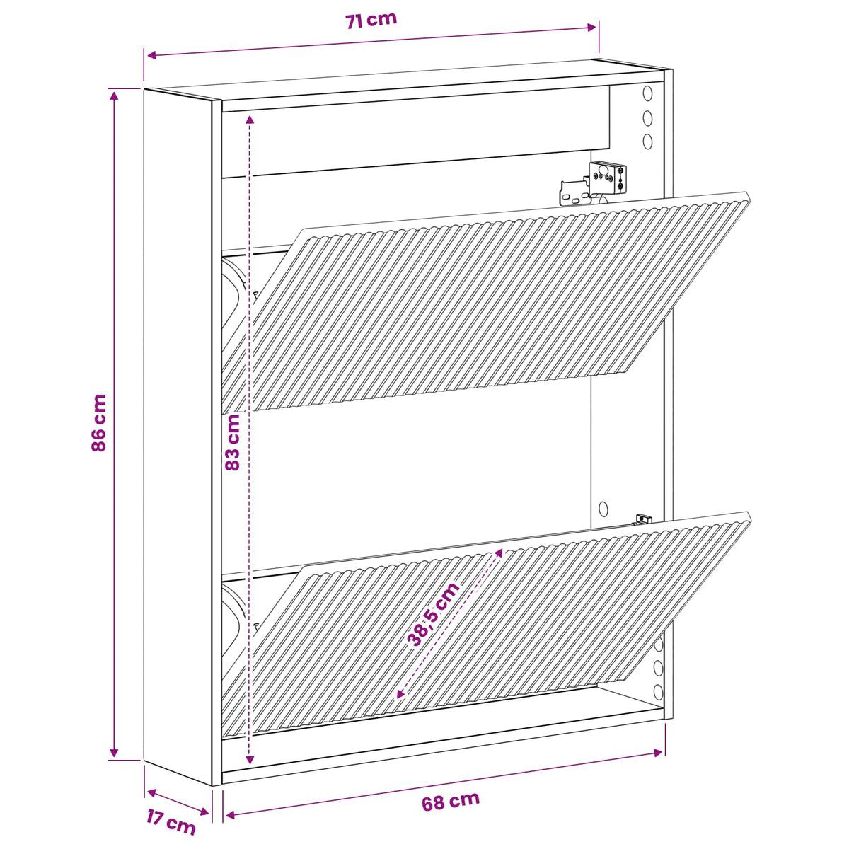 Wandmontierter Schuhschrank ARNHEM 71 x 17 x 86 cm Sonoma-Eiche