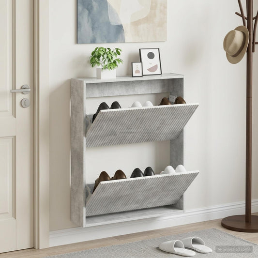 Wandmontierter Schuhschrank ARNHEM 71 x 17 x 86 cm Betongrau