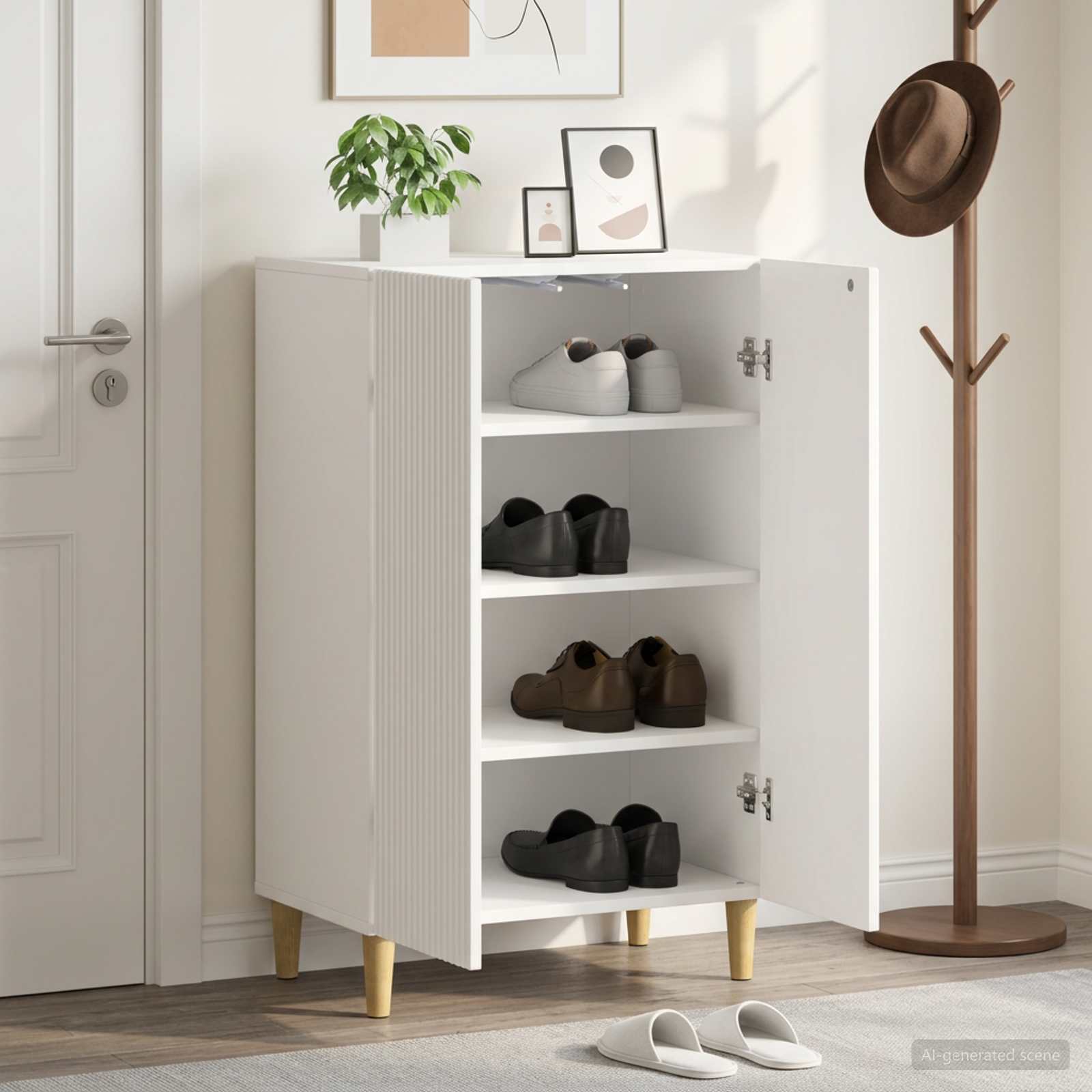 Schuhschrank ARNHEM 59,5 x 39,5 x 90 cm Holzwerkstoff Weiß