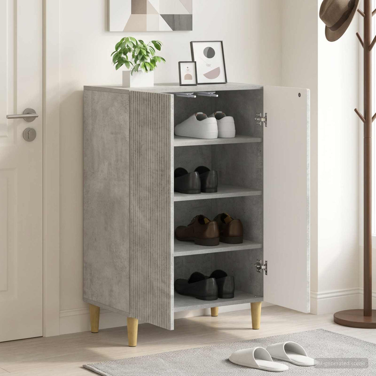 Schuhschrank ARNHEM 59,5 x 39,5 x 90 cm Holzwerkstoff Betongrau