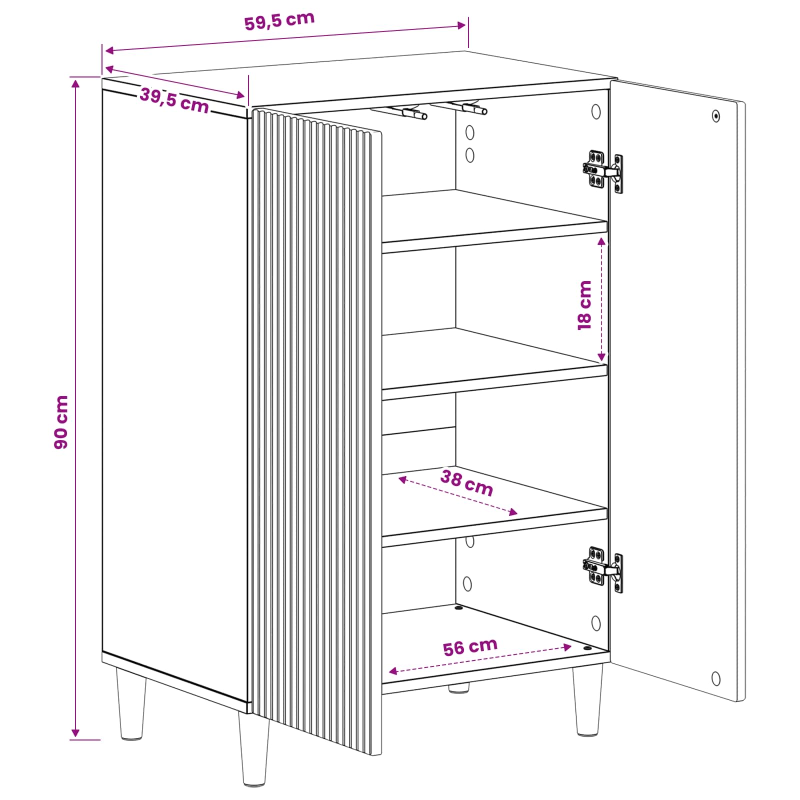 Schuhschrank ARNHEM 59,5 x 39,5 x 90 cm Holzwerkstoff