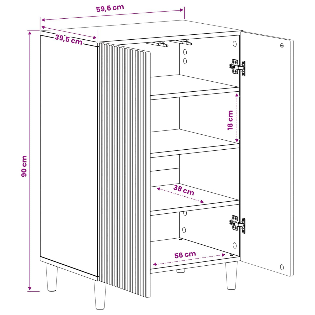Schuhschrank ARNHEM 59,5 x 39,5 x 90 cm Holzwerkstoff