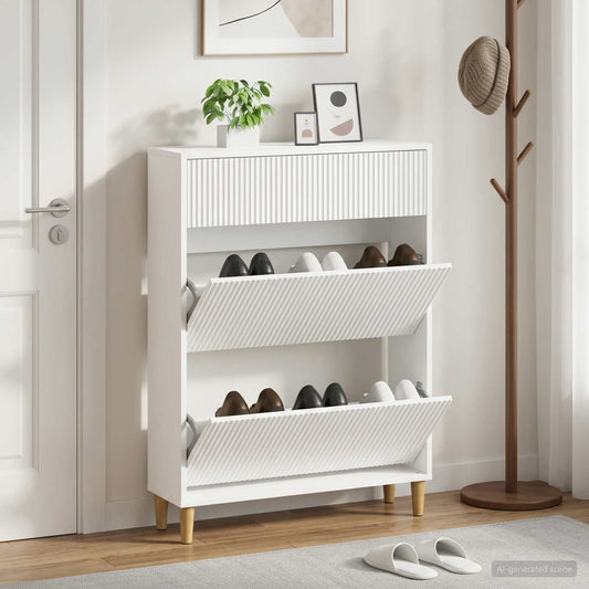 Schuhschrank ARNHEM 78 x 24 x 103 cm Holzwerkstoff Weiß