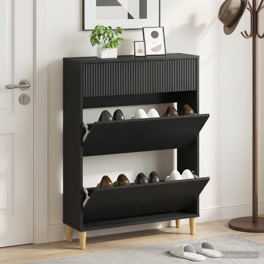 Schuhschrank ARNHEM 78 x 24 x 103 cm Holzwerkstoff Schwarz