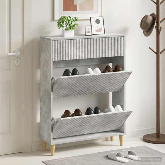 Schuhschrank ARNHEM 78 x 24 x 103 cm Holzwerkstoff Betongrau