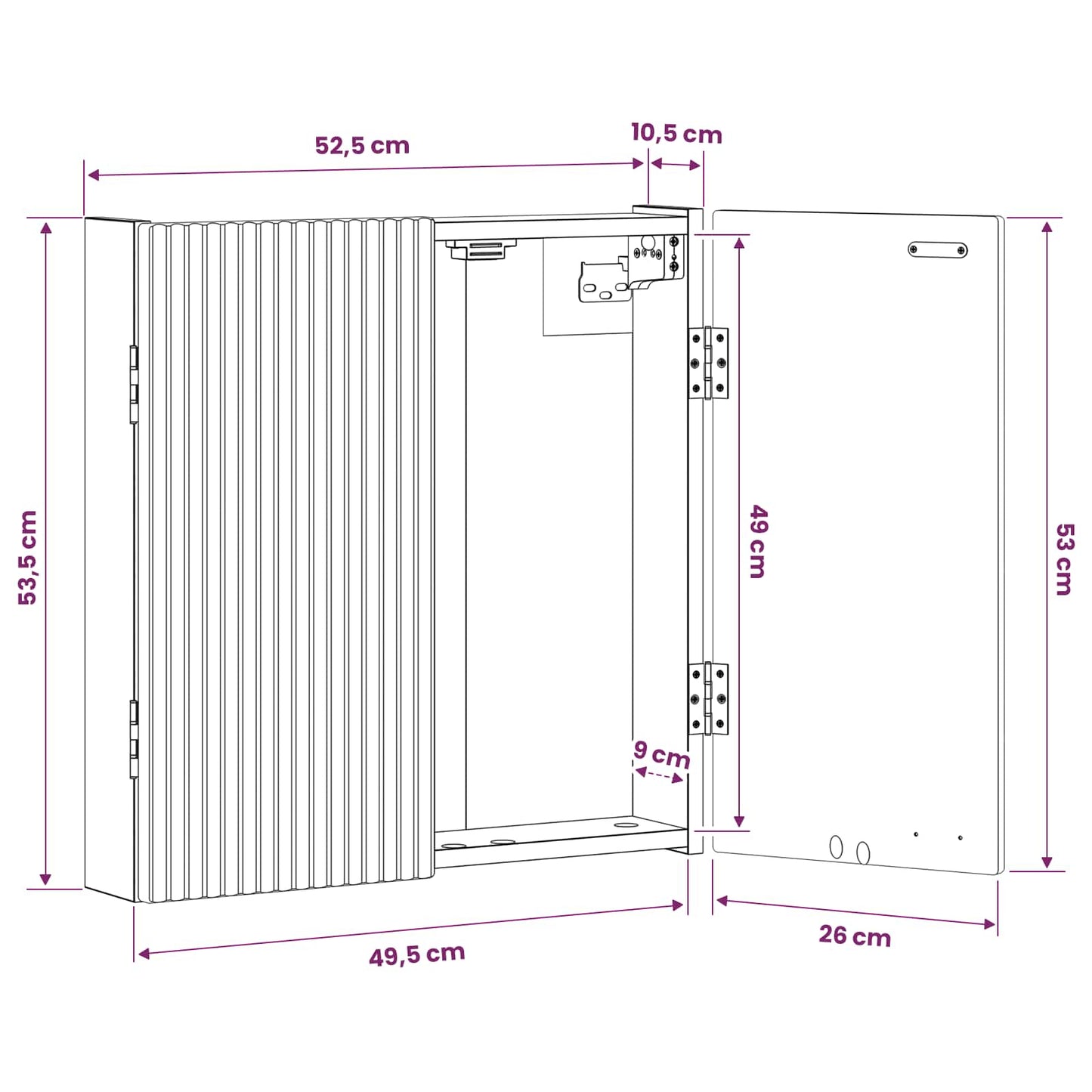 Dartboard Schrank ARNHEM Schwarz 52,5 x 10,5 x 53,5 cm