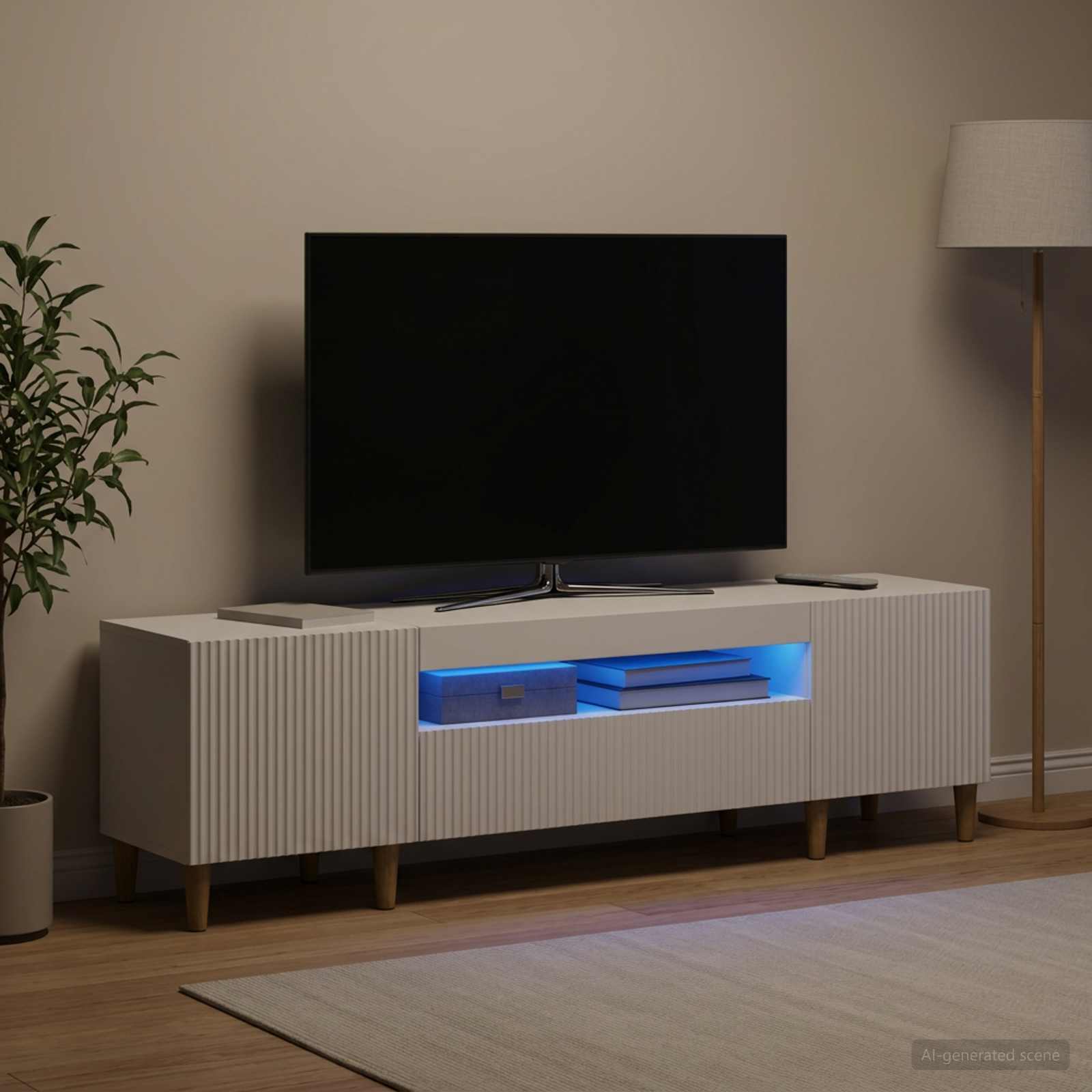 LED-TV-Schrank Weiß Holzwerkstoff