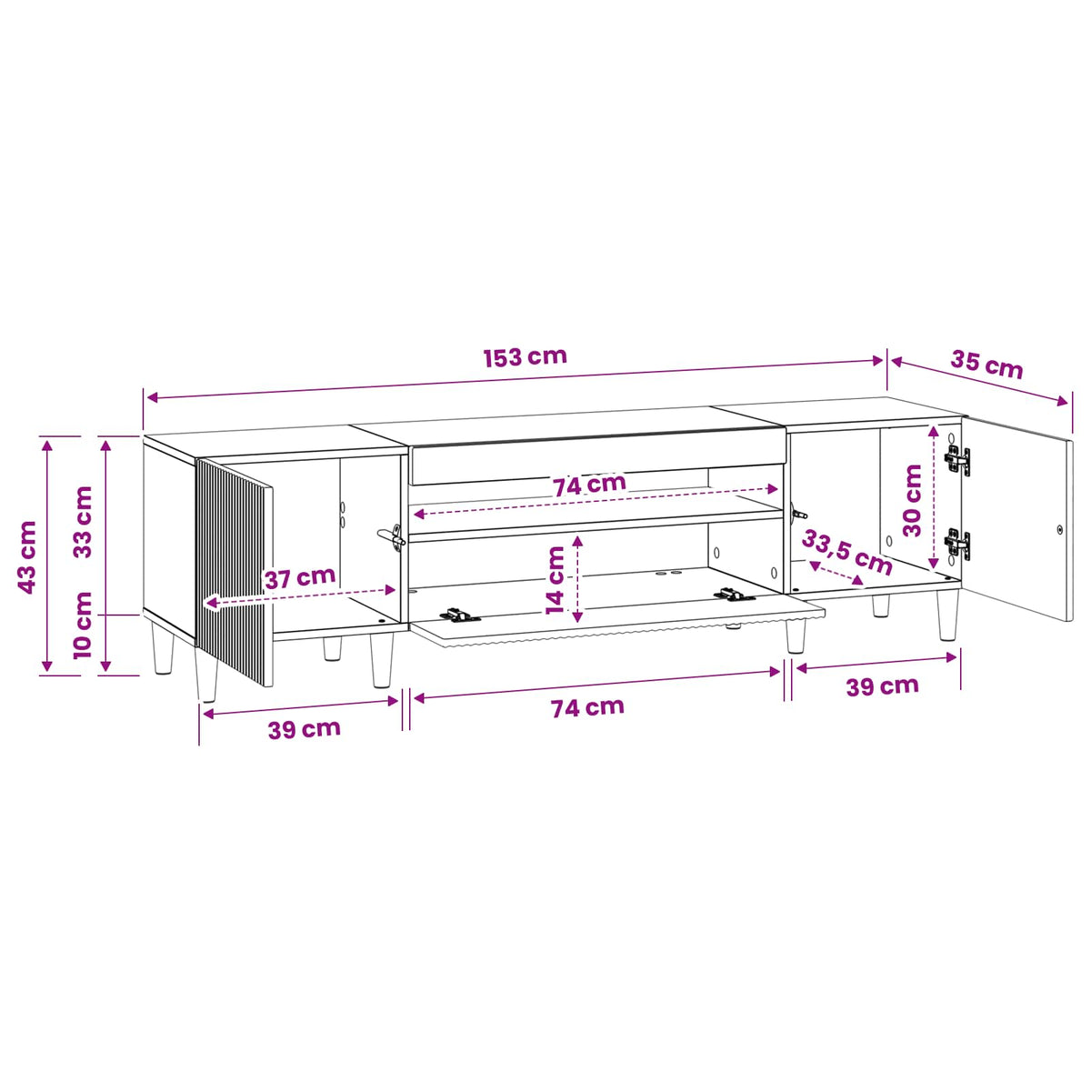 LED-TV-Schrank Schwarz Holzwerkstoff