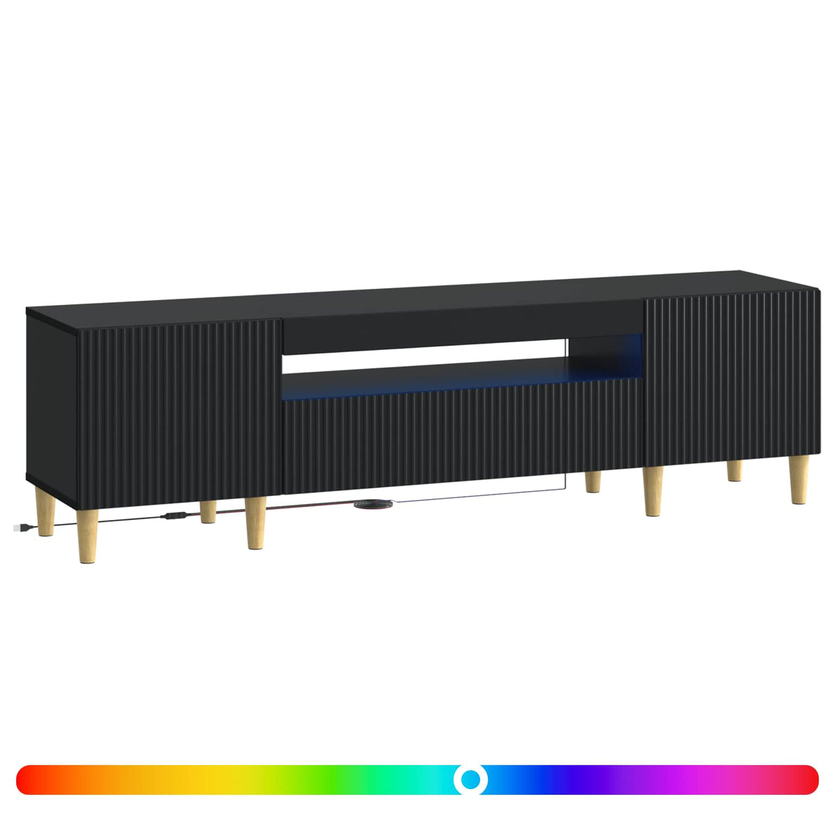 LED-TV-Schrank Schwarz Holzwerkstoff