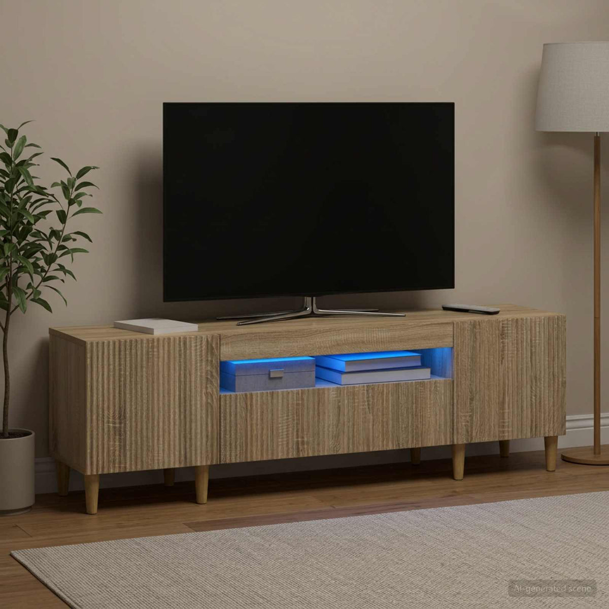 LED-TV-Schrank Sonoma-Eiche Holzwerkstoff