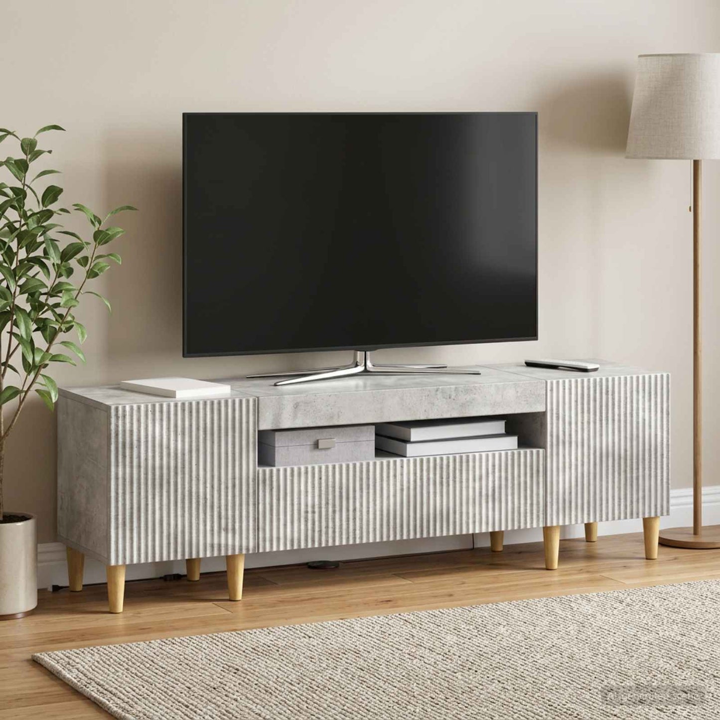LED-TV-Schrank Betongrau Holzwerkstoff