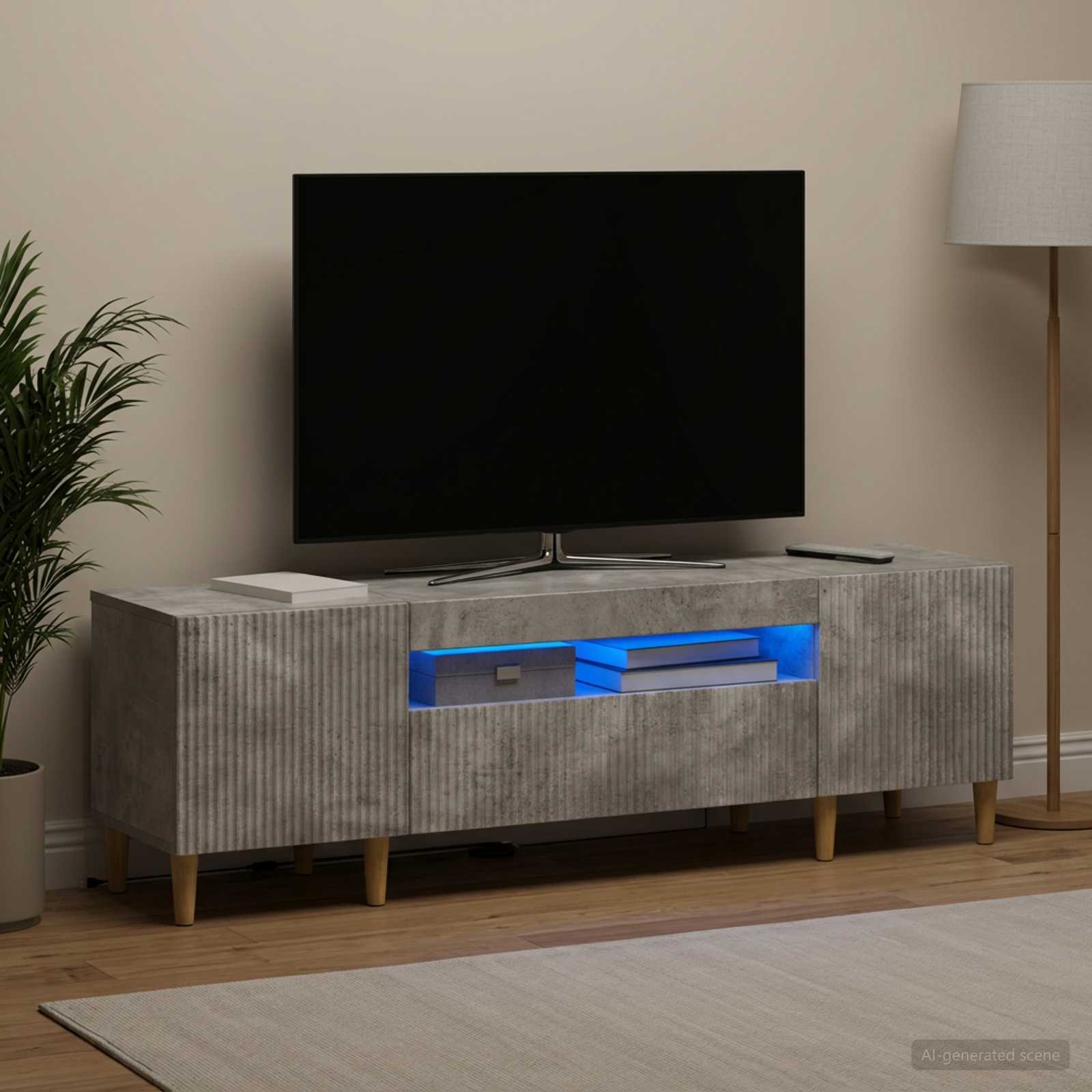 LED-TV-Schrank Betongrau Holzwerkstoff