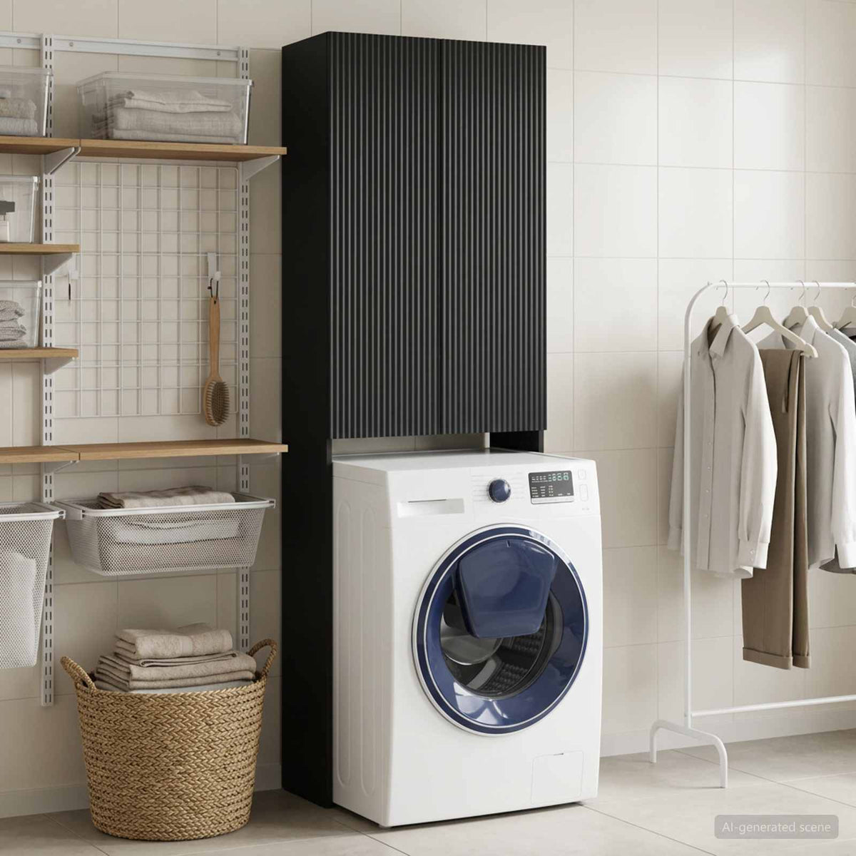Toilettenschrank ARNHEM Schwarz 66 x 25,5 x 190 cm