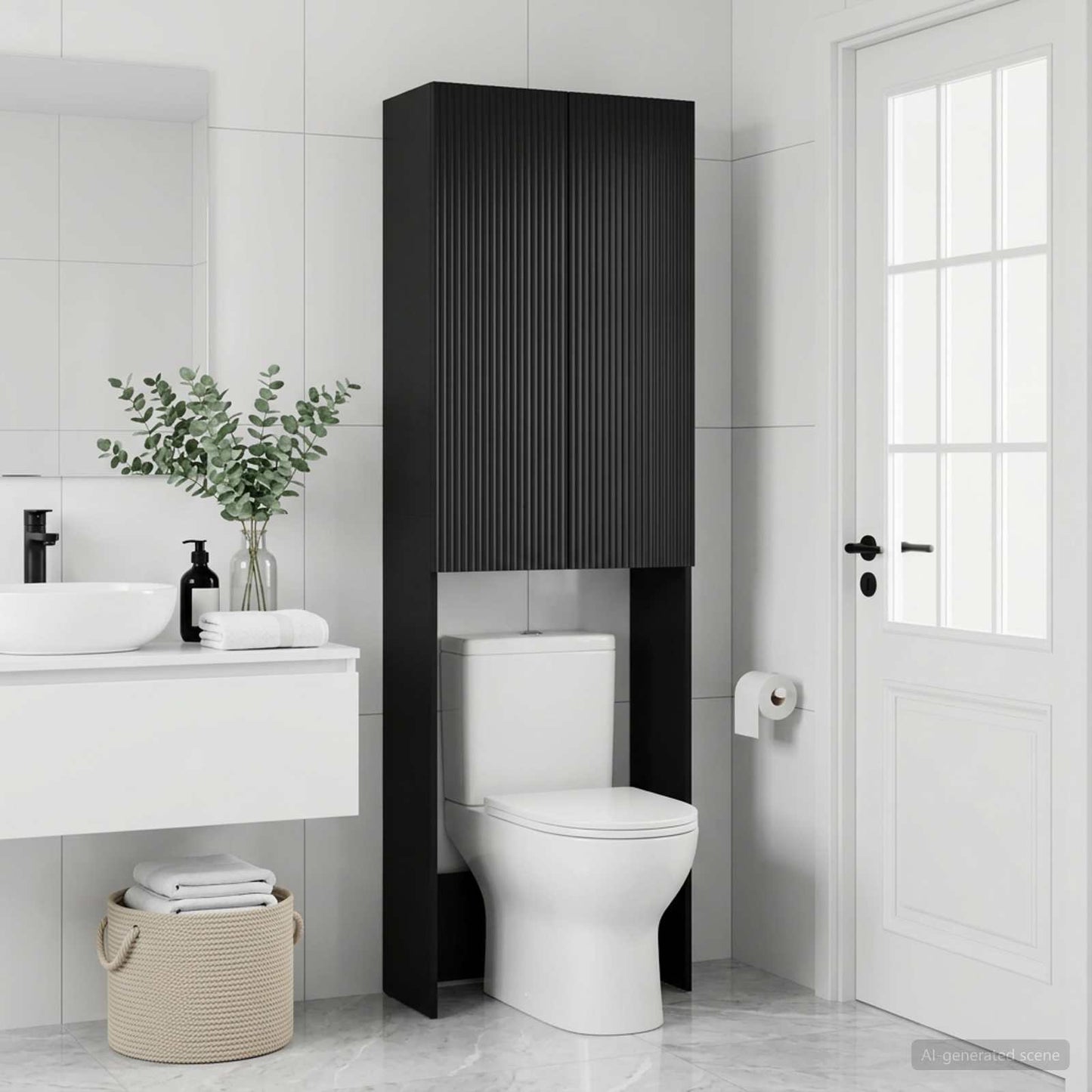 Toilettenschrank ARNHEM Schwarz 66 x 25,5 x 190 cm