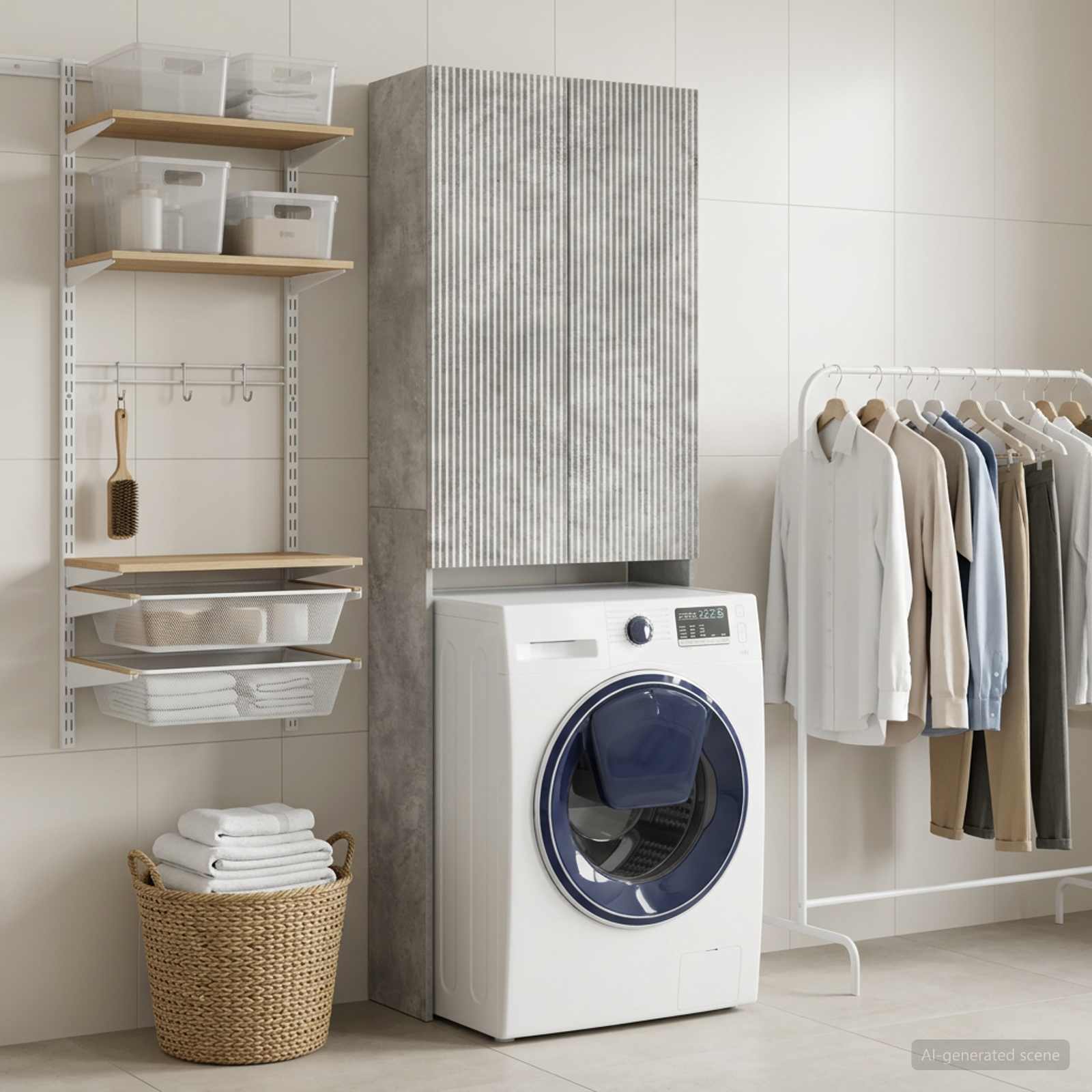 Toilettenschrank ARNHEM Betongrau 66 x 25,5 x 190 cm