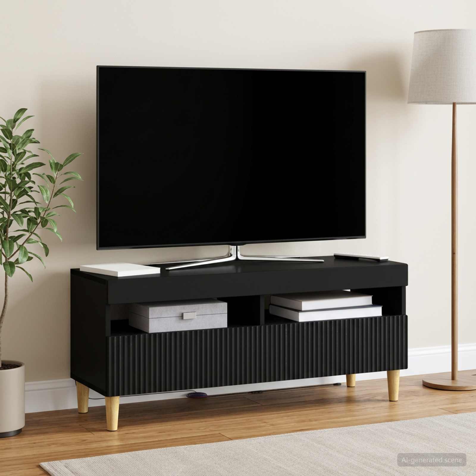 LED-TV-Schrank Schwarz Holzwerkstoff