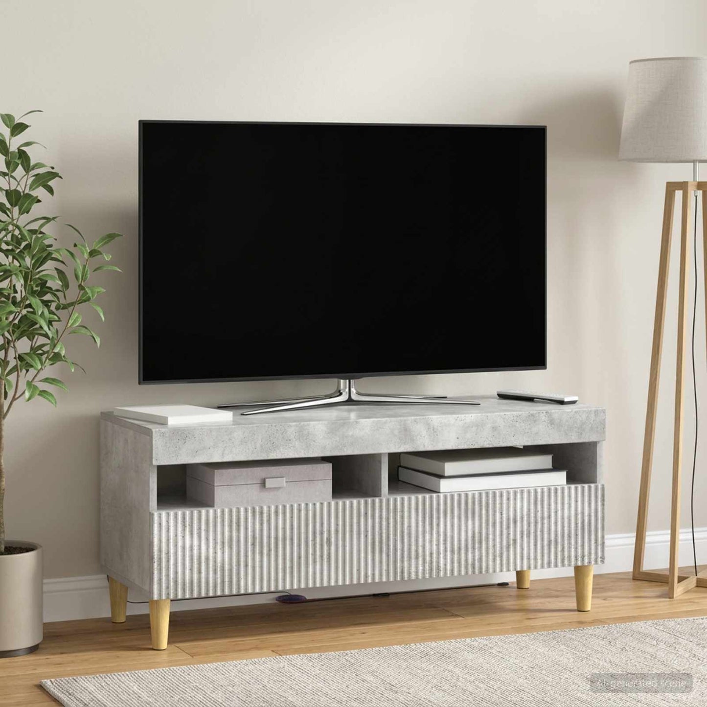 LED-TV-Schrank Betongrau Holzwerkstoff