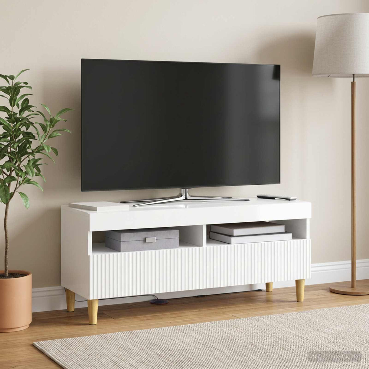 LED-TV-Schrank Hochglanz Weiß Holzwerkstoff