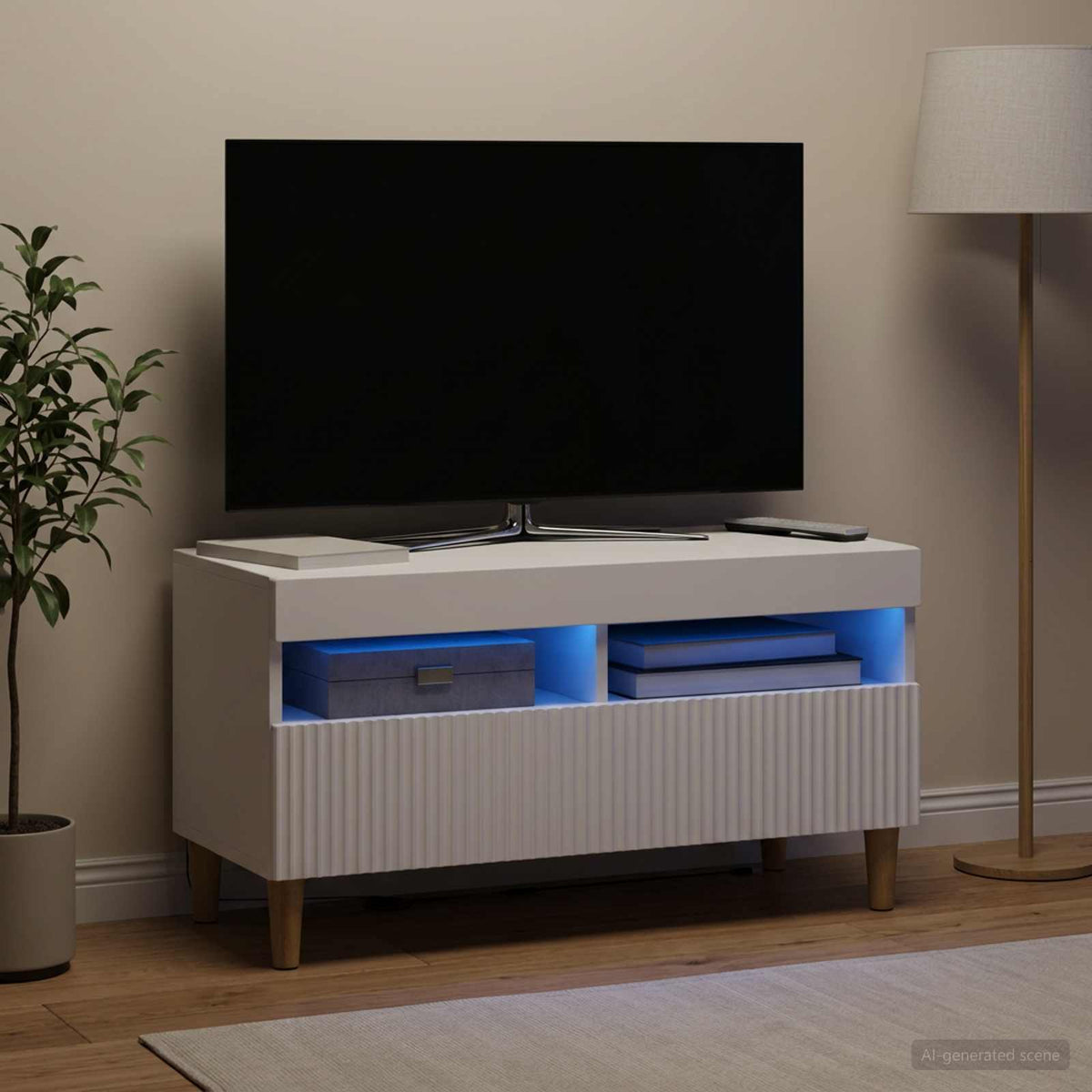 LED-TV-Schrank Weiß Holzwerkstoff