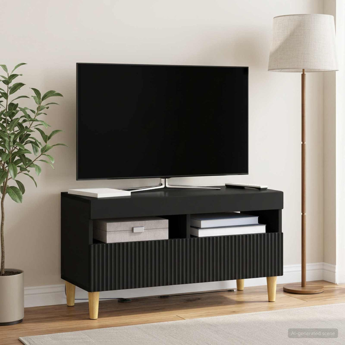 LED-TV-Schrank Schwarz Holzwerkstoff