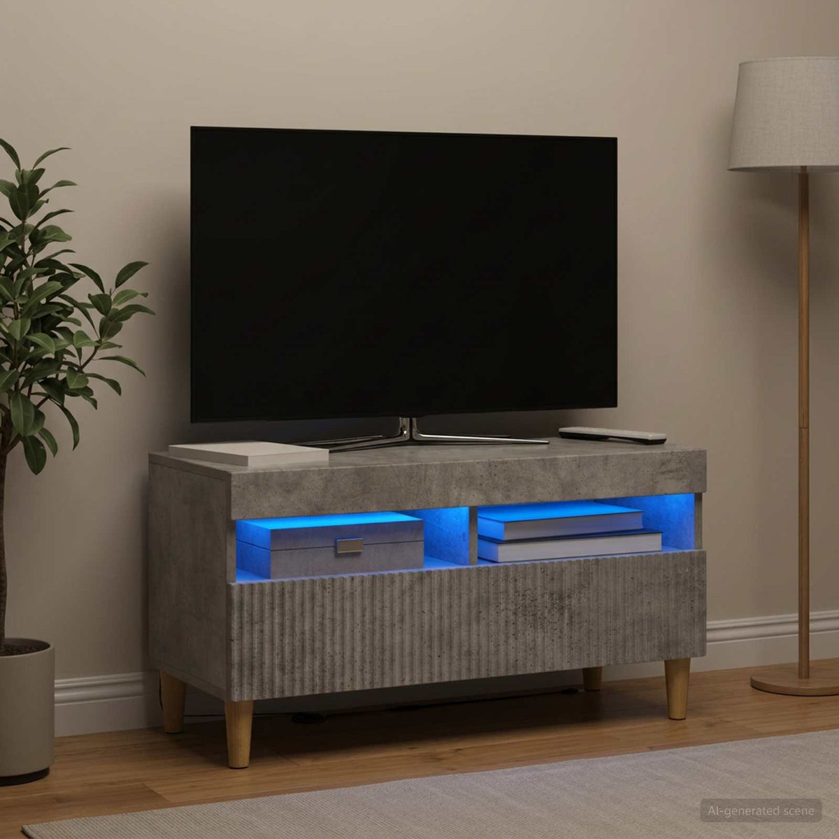 LED-TV-Schrank Betongrau Holzwerkstoff