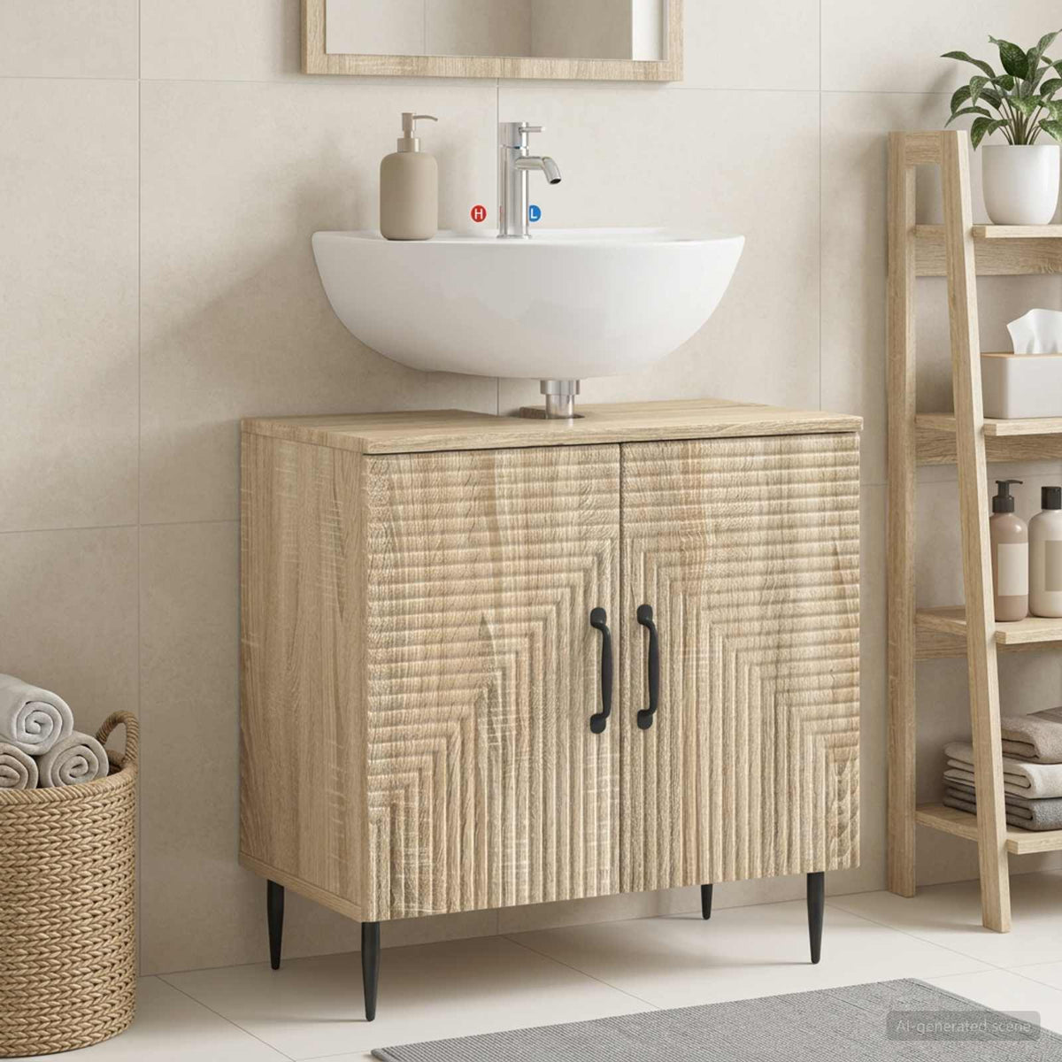 Waschbeckenschrank HAARLEM Sonoma-Eiche 59,5 x 31,5 x 59 cm