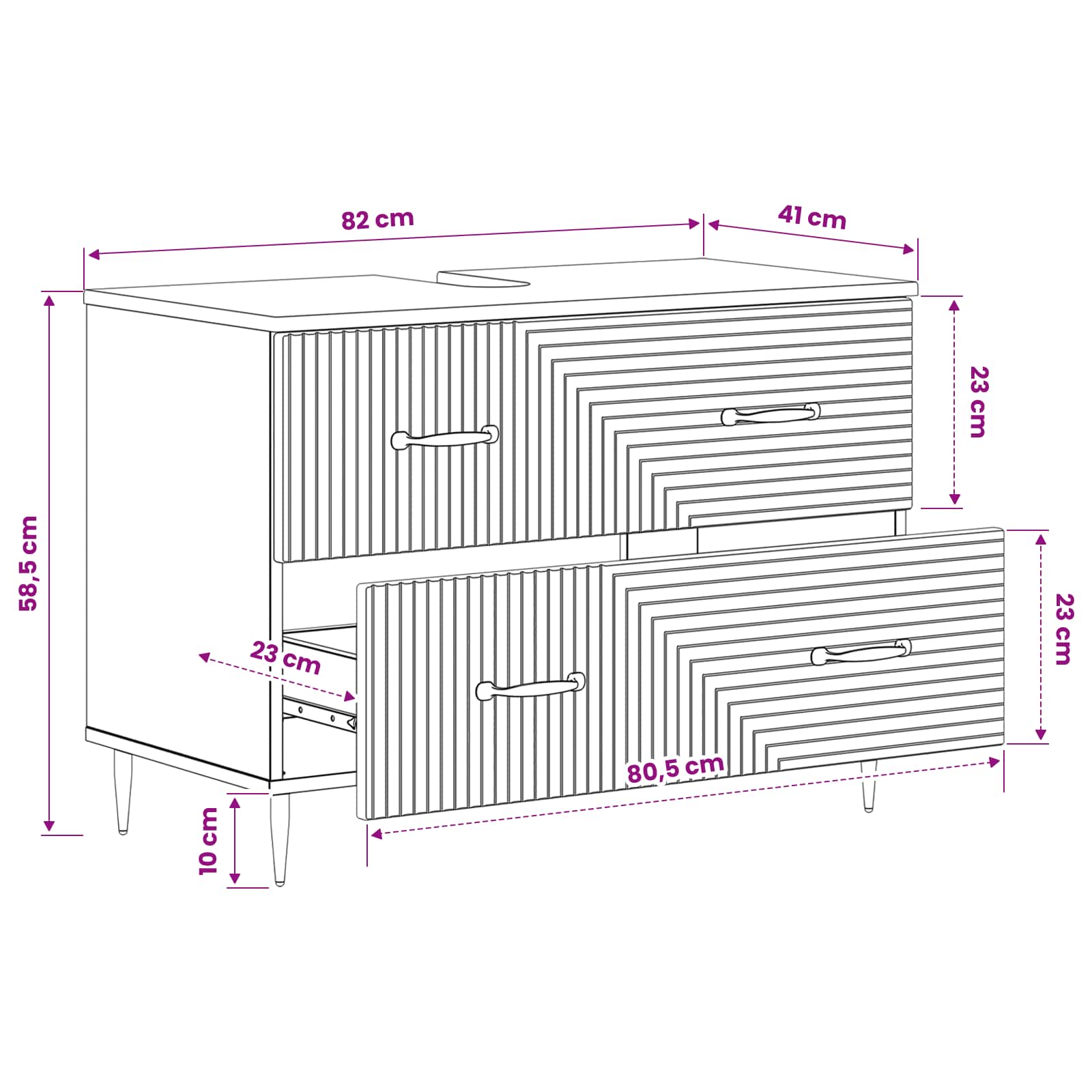 Waschbeckenschrank HAARLEM Weiß 82 x 41 x 58,5 cm Holzwerkstoff