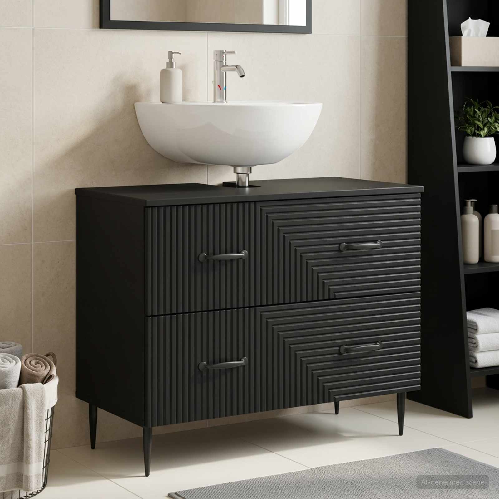 Waschbeckenschrank HAARLEM Schwarz 82 x 41 x 58,5 cm