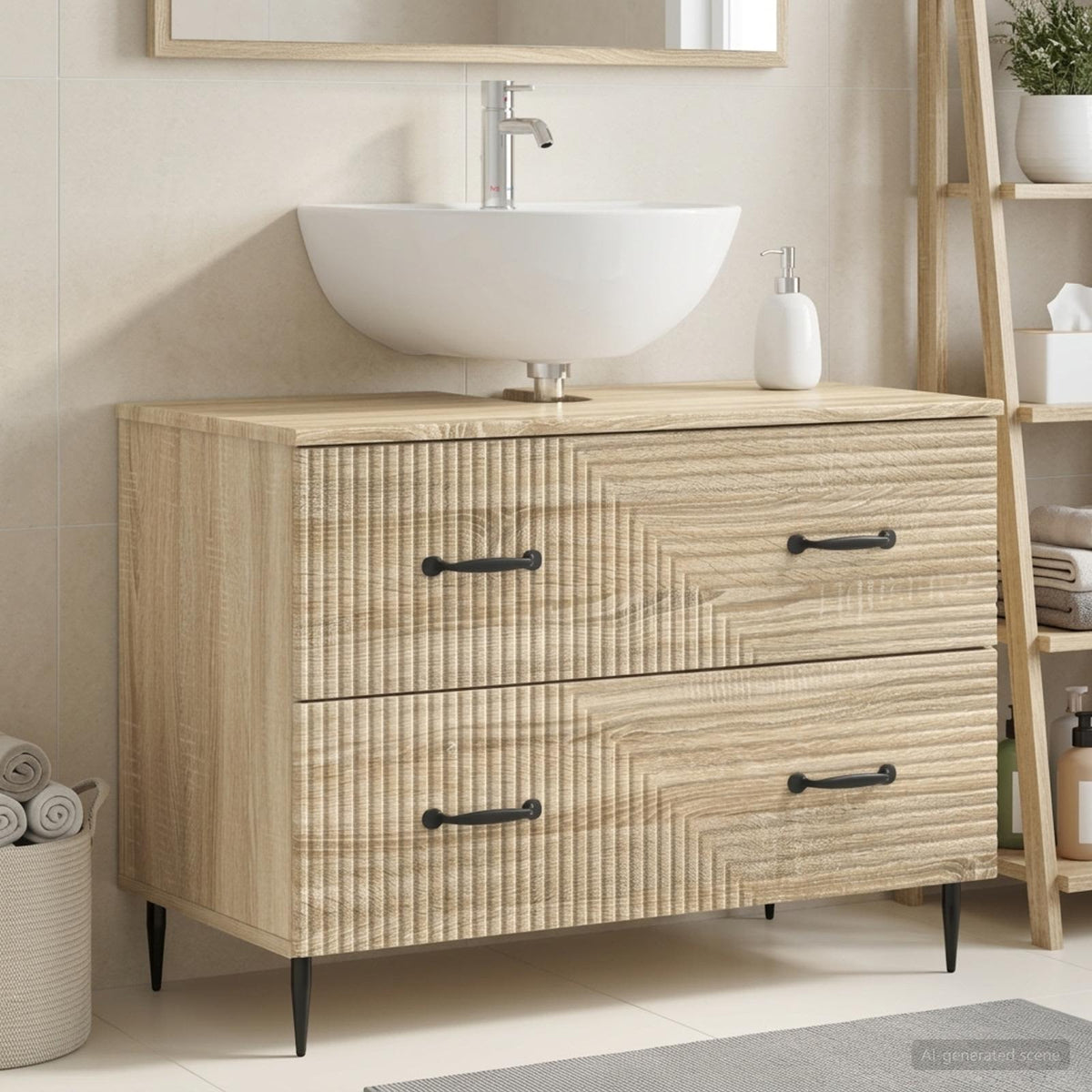 Waschbeckenschrank HAARLEM Sonoma-Eiche 82 x 41 x 58,5 cm