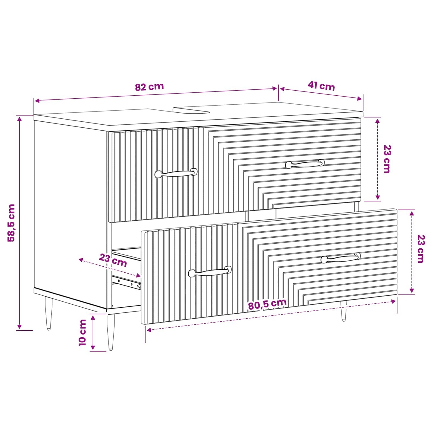 Waschbeckenschrank HAARLEM Sonoma-Eiche 82 x 41 x 58,5 cm
