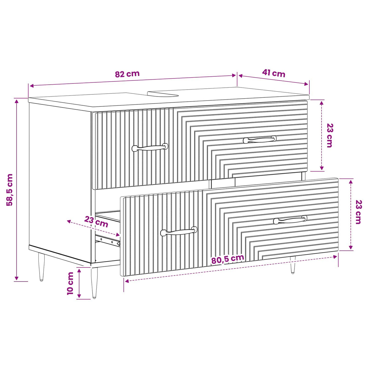 Waschbeckenschrank HAARLEM Sonoma-Eiche 82 x 41 x 58,5 cm