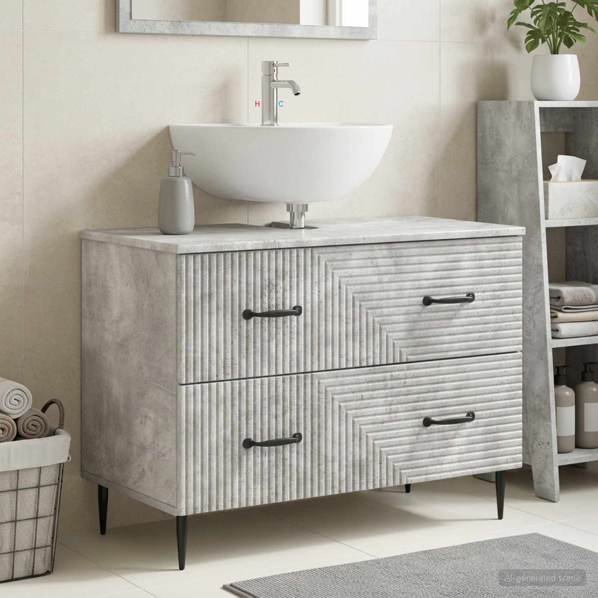 Waschbeckenschrank HAARLEM Betongrau 82 x 41 x 58,5 cm