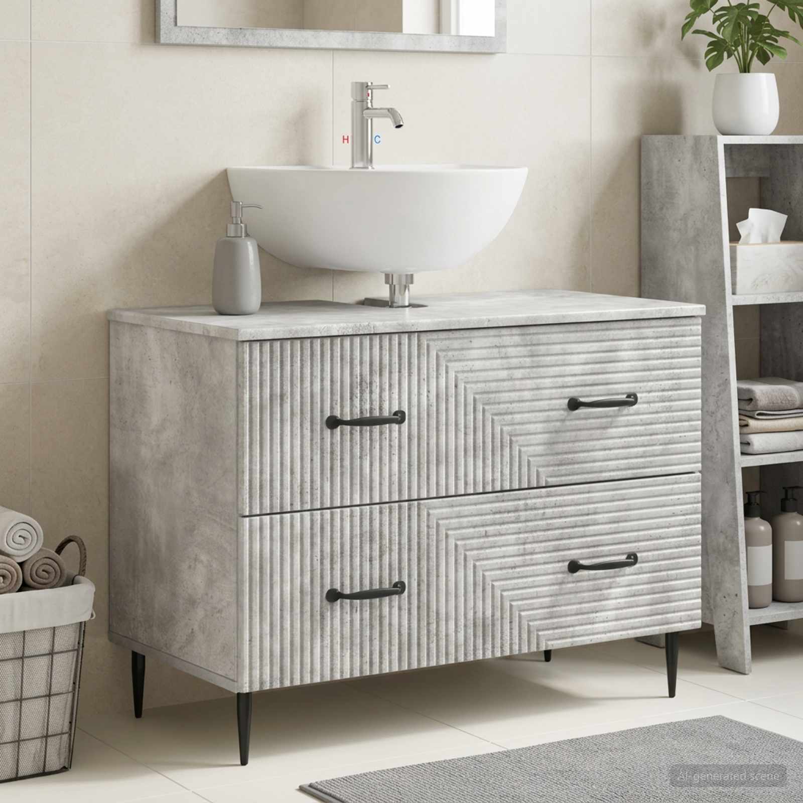 Waschbeckenschrank HAARLEM Betongrau 82 x 41 x 58,5 cm