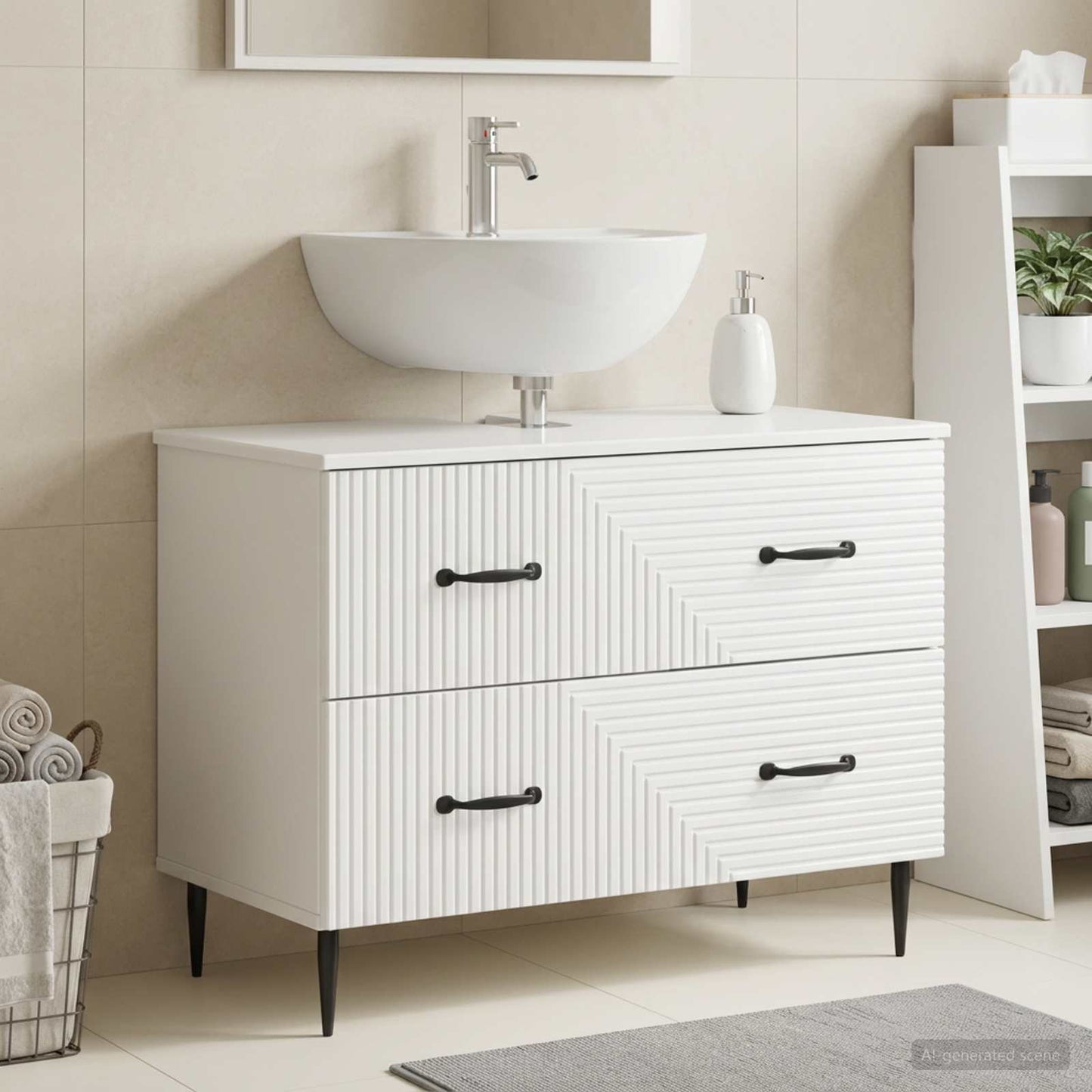 Waschbeckenschrank HAARLEM Hochglanz Weiß 82 x 41 x 58,5 cm