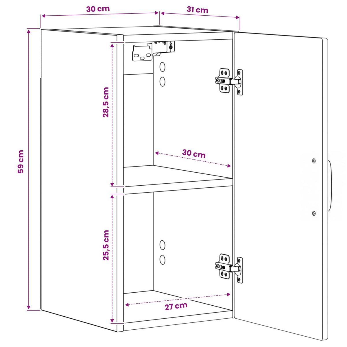 Badezimmer-Wandschrank HAARLEM Weiß 30 x 31 x 59 cm