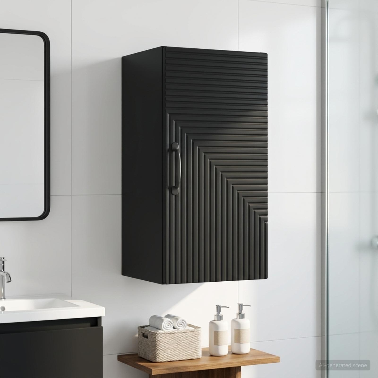 Badezimmer-Wandschrank HAARLEM Schwarz 30 x 31 x 59 cm