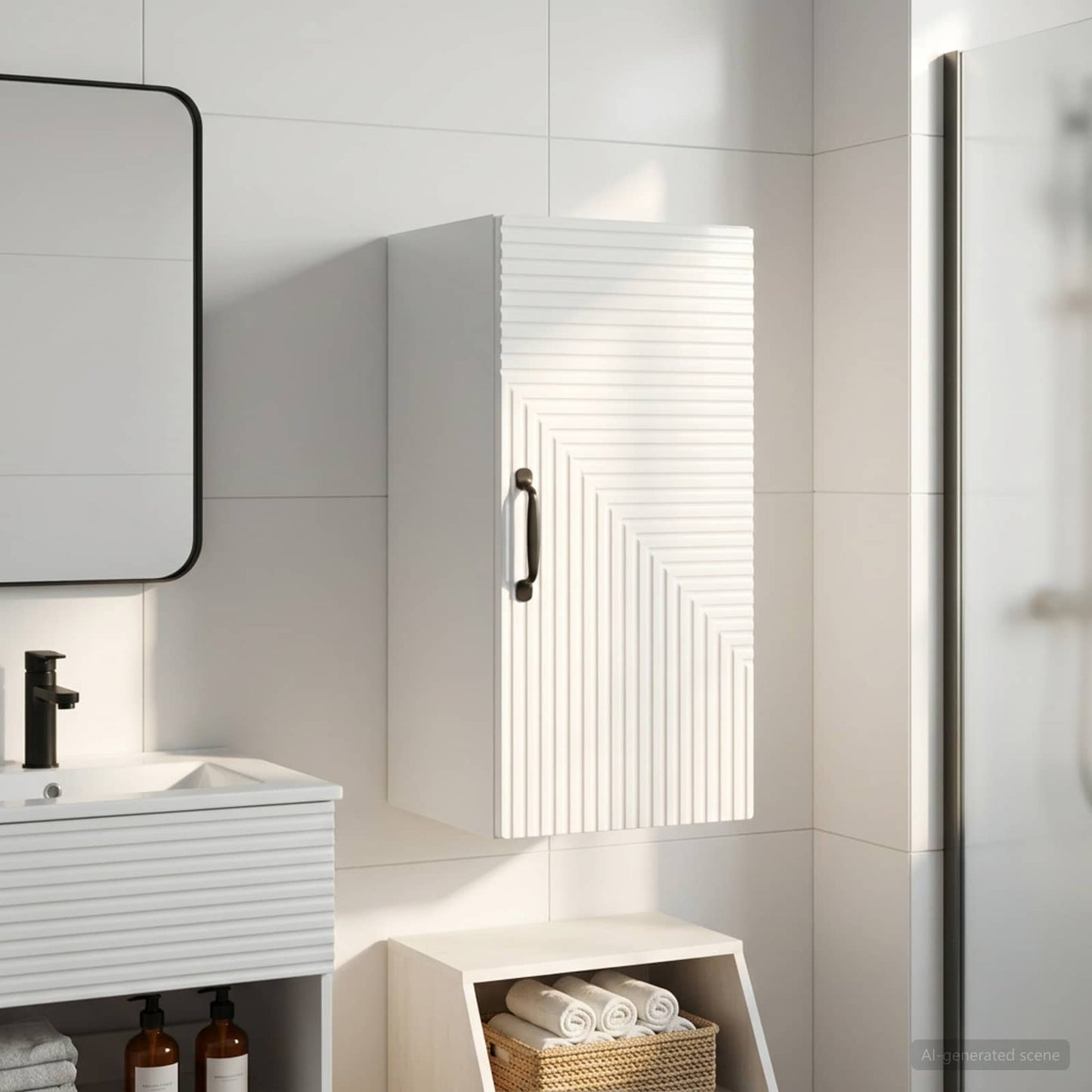 Badezimmer-Wandschrank HAARLEM Hochglanz Weiß 30 x 31 x 59 cm