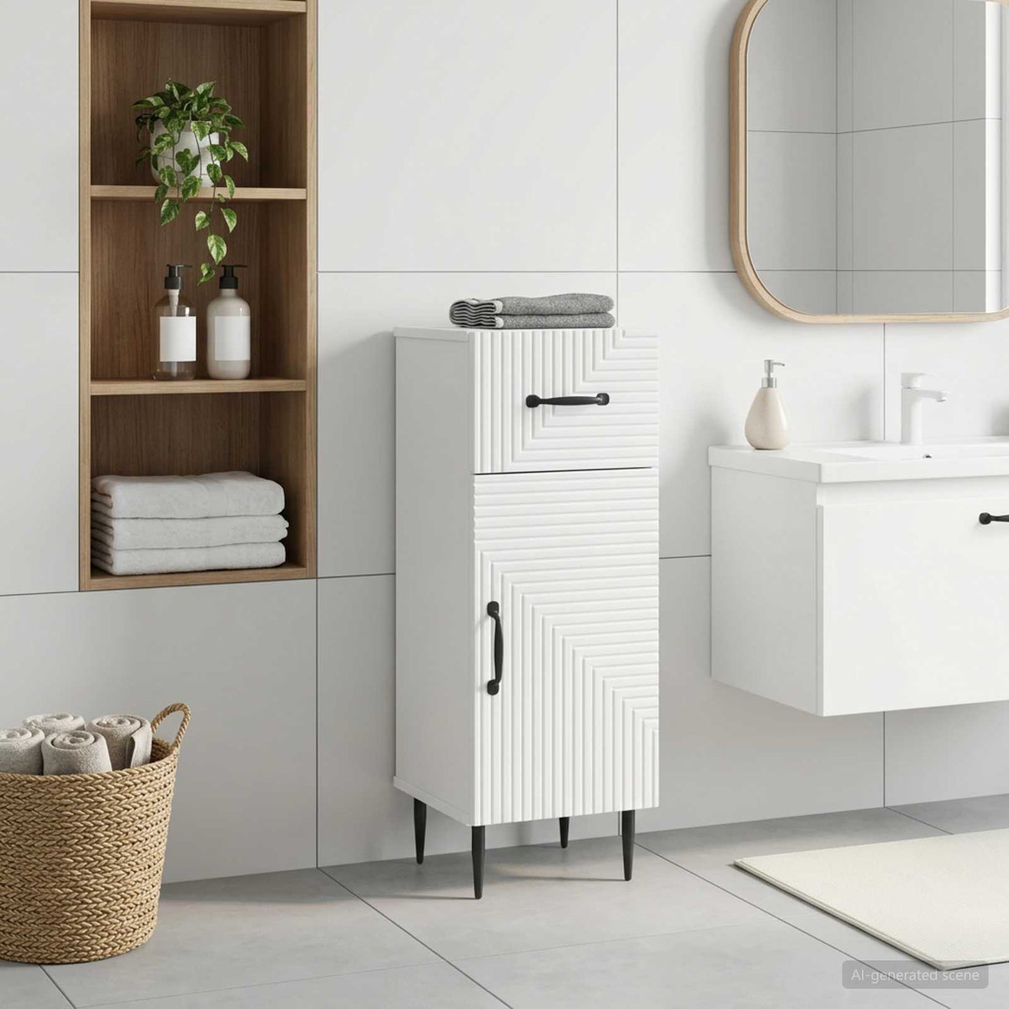 Badezimmer Aufbewahrungsschrank HAARLEM Weiß 30 x 31 x 80 cm