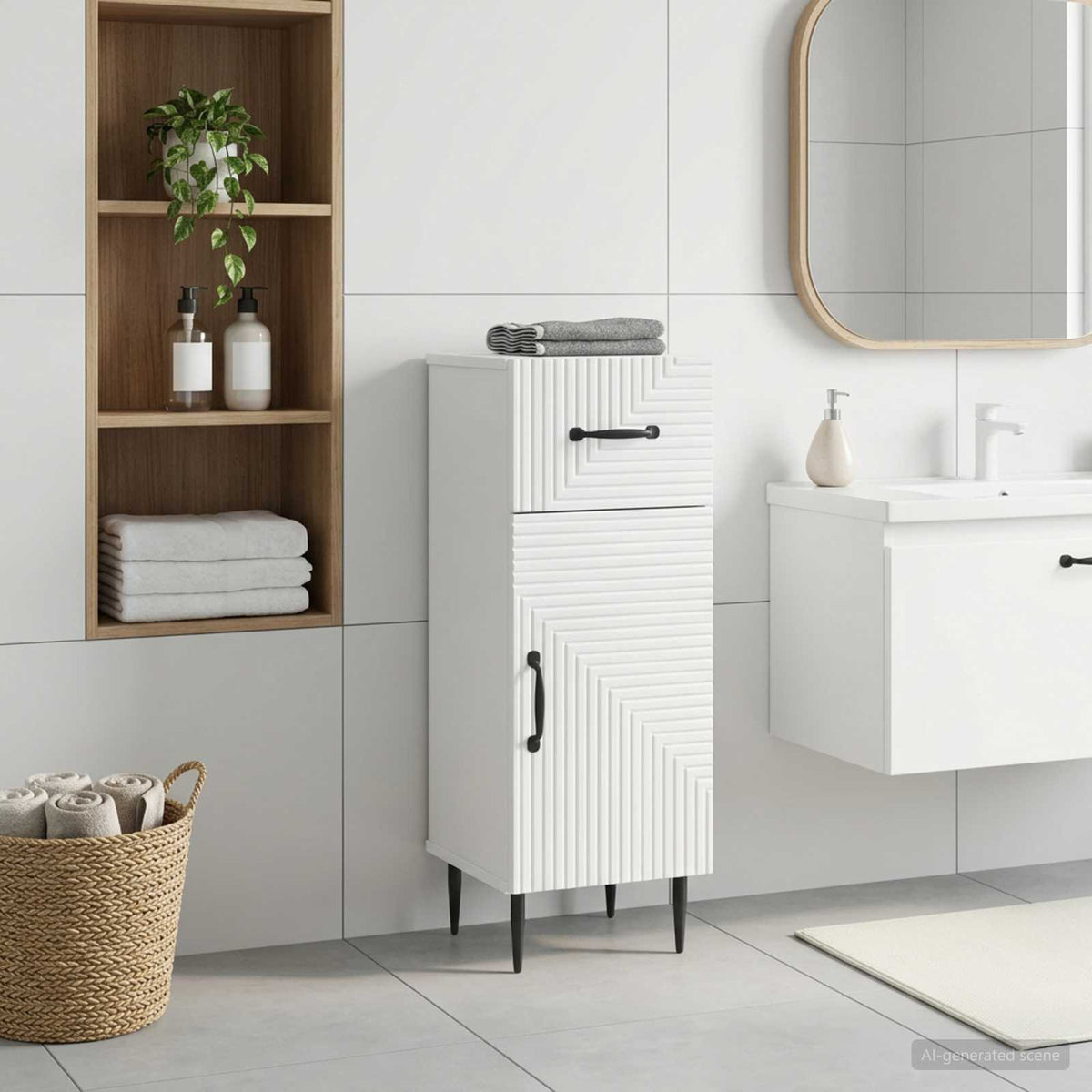 Badezimmer Aufbewahrungsschrank HAARLEM Weiß 30 x 31 x 80 cm