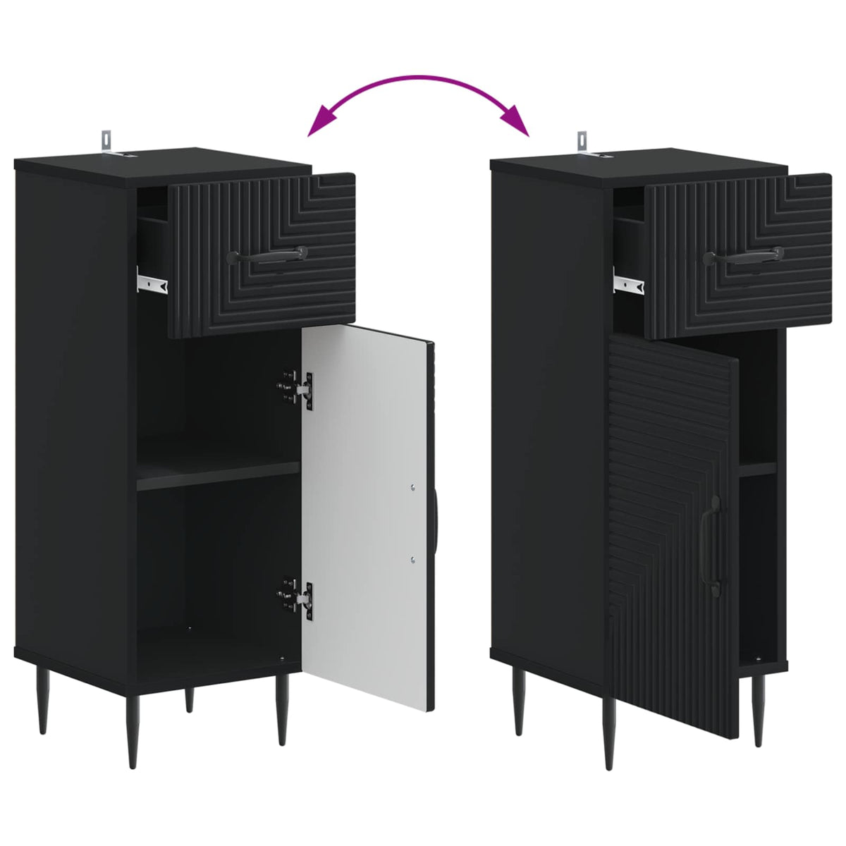Badezimmer Aufbewahrungsschrank HAARLEM Schwarz 30 x 31 x 80 cm
