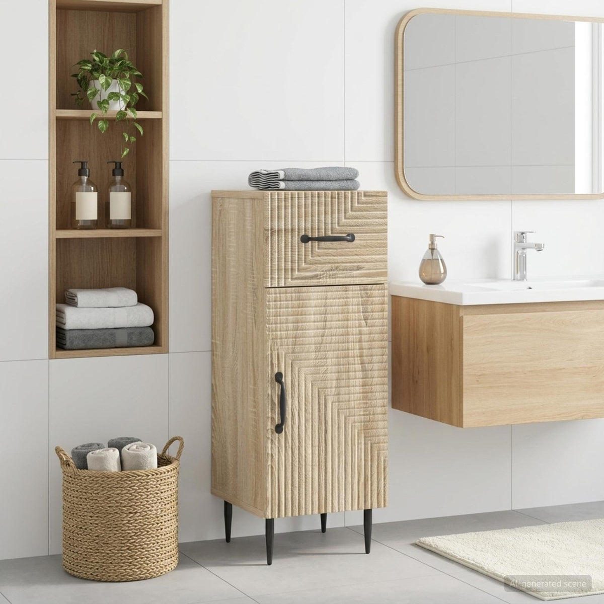 Badezimmer Aufbewahrungsschrank HAARLEM Sonoma-Eiche