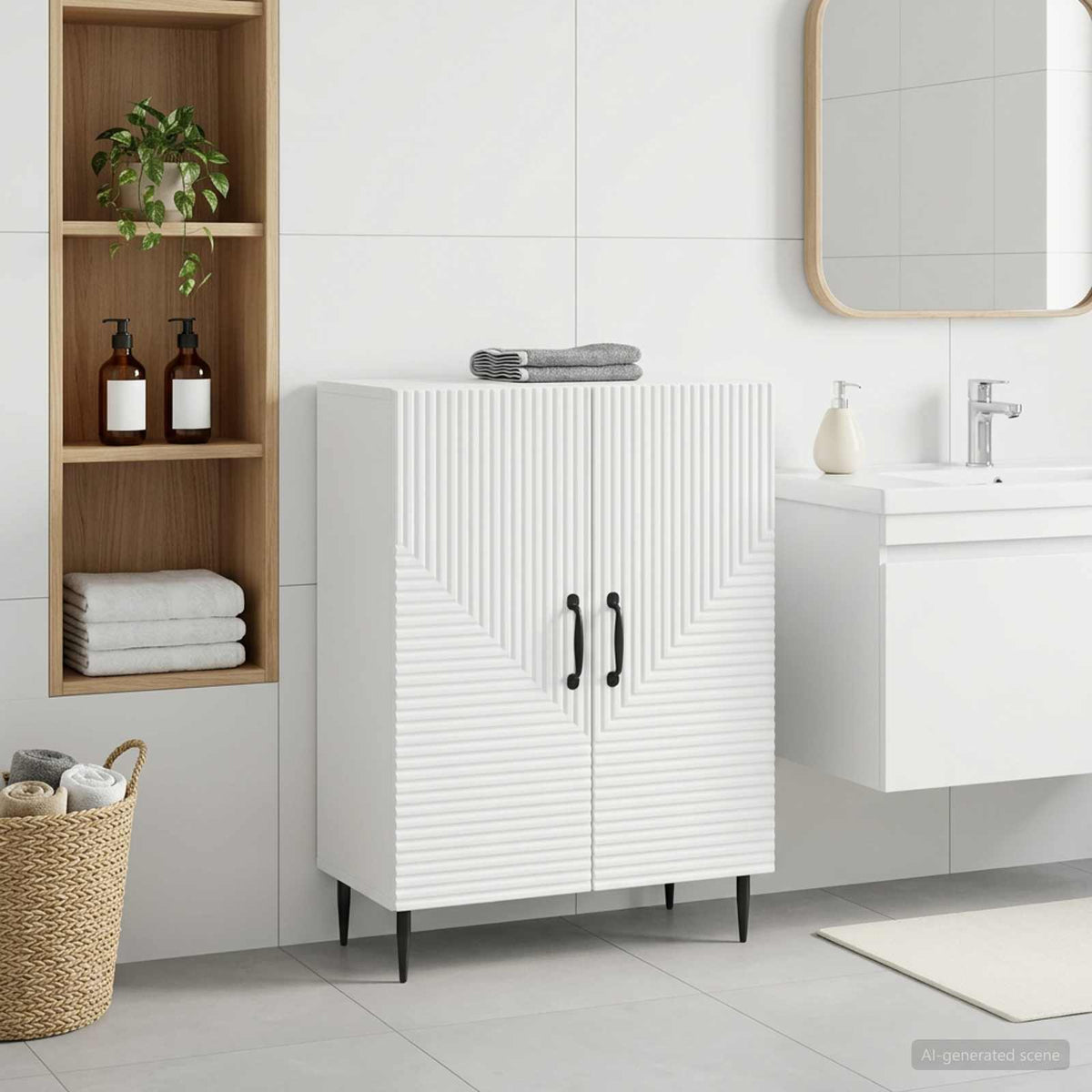 Badezimmer Aufbewahrungsschrank HAARLEM Weiß 59,5 x 31 x 80 cm